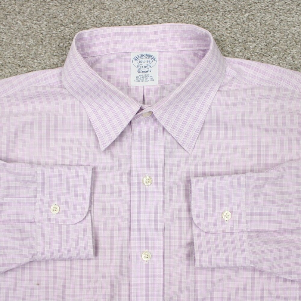 Brooks‎ Brothers Classic Shirt Mens 16 1/2, 36 Pink Non-Iron Supima Cotton L/S